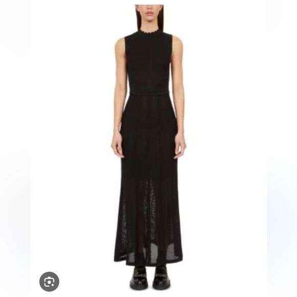 $445 The Kooples Long black openwork knit dress NWT - Picture 1 of 13